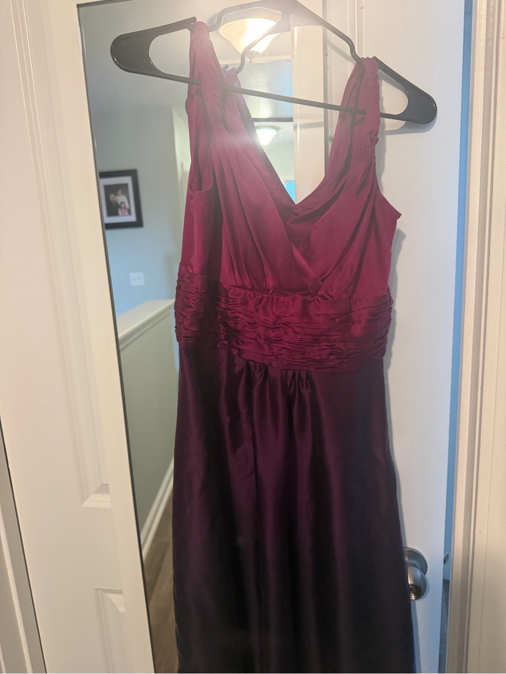 Ann Taylor Satin Maxi Dress with Ruched Waist